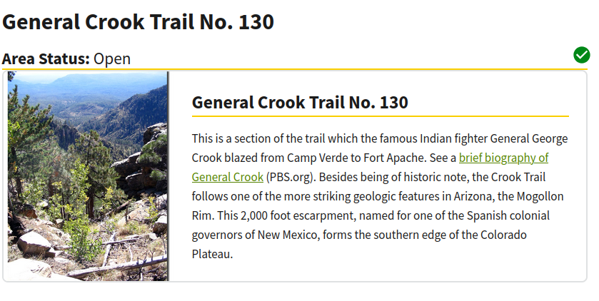 US-11122 General Crook National Recreation Trail